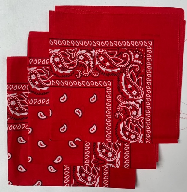 Red Paisley Bandanas (3 Pack) 22" x 22" 100% Cotton